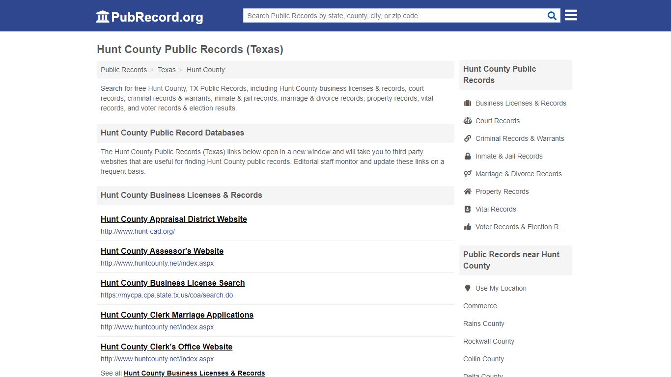Free Hunt County Public Records (Texas Public Records) - PubRecord.org